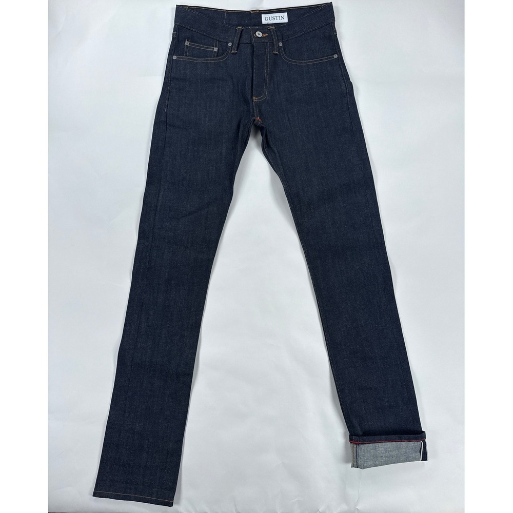 Gustin Jeans Mens 30x34 239 Cone Stretch Selvedge Raw Denim Skinny Dark Wash